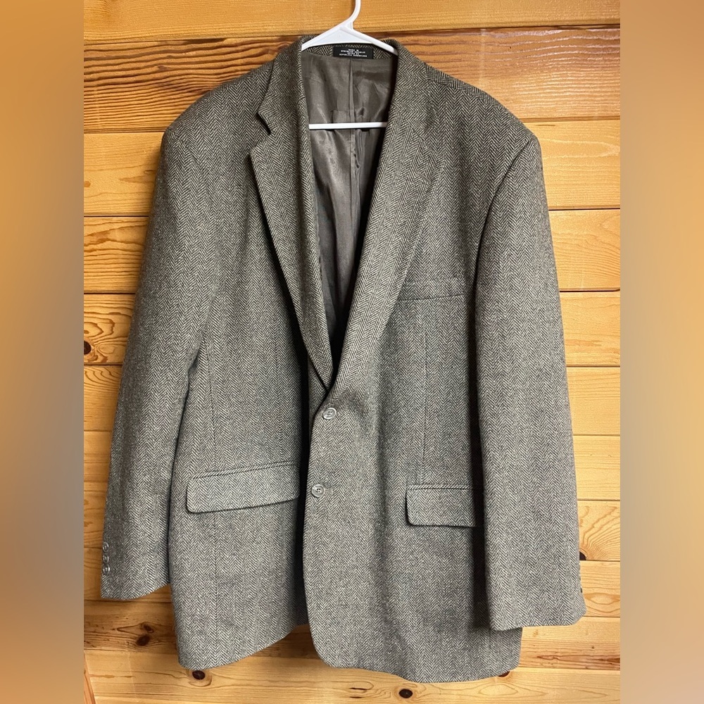 Men’s‎ TownCraft brown herringbone tweed blazer wool/lambswool size 48L